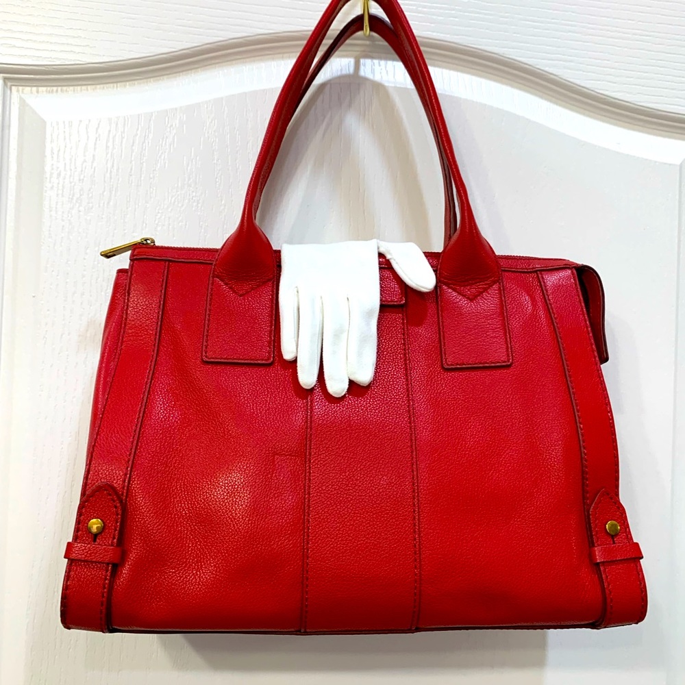 Fossil large tote. Read with gold accents